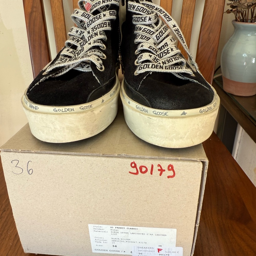 LAST CALL Golden Goose Fancy Black and Cream Sneakers 36 EUC